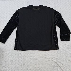Athleta Black Retroplush Velvet Crewneck Black Womens Size XL #466916